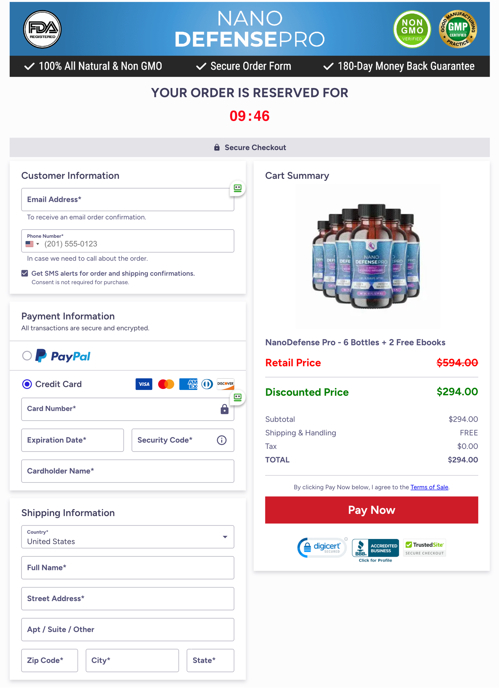 Nano Defense Pro Official Website Secure Order Page